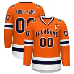 Orange Navy Orange-White Classic Hockey Jersey 1