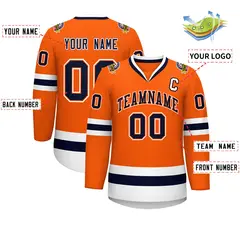 Orange Navy Orange-White Classic Hockey Jersey 2