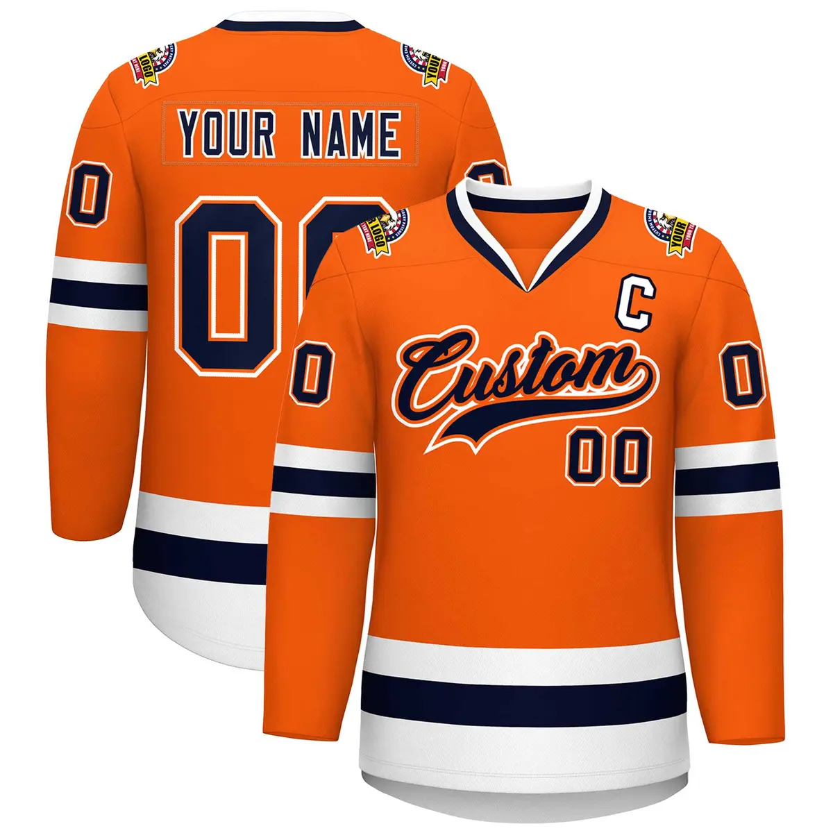Orange Navy Orange-White Classic Hockey Jersey