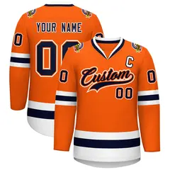 Orange Navy Orange-White Classic Hockey Jersey 1