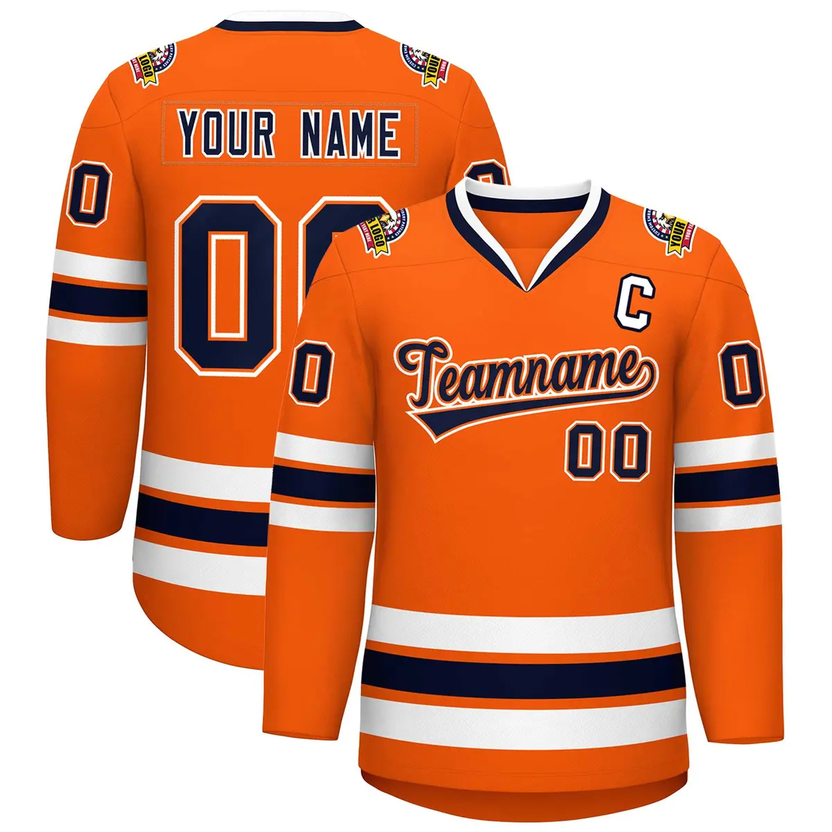 Orange Navy Orange-White Classic Hockey Jersey