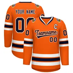 Orange Navy Orange-White Classic Hockey Jersey