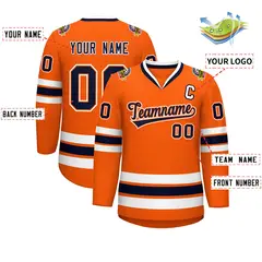 Orange Navy Orange-White Classic Hockey Jersey 2