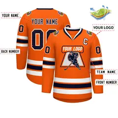 Orange Navy Orange-White Classic Hockey Jersey 2