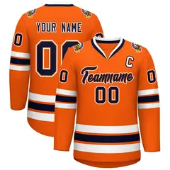 Orange Navy Orange-White Classic Hockey Jersey 1