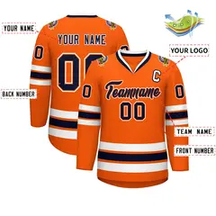 Orange Navy Orange-White Classic Hockey Jersey 2