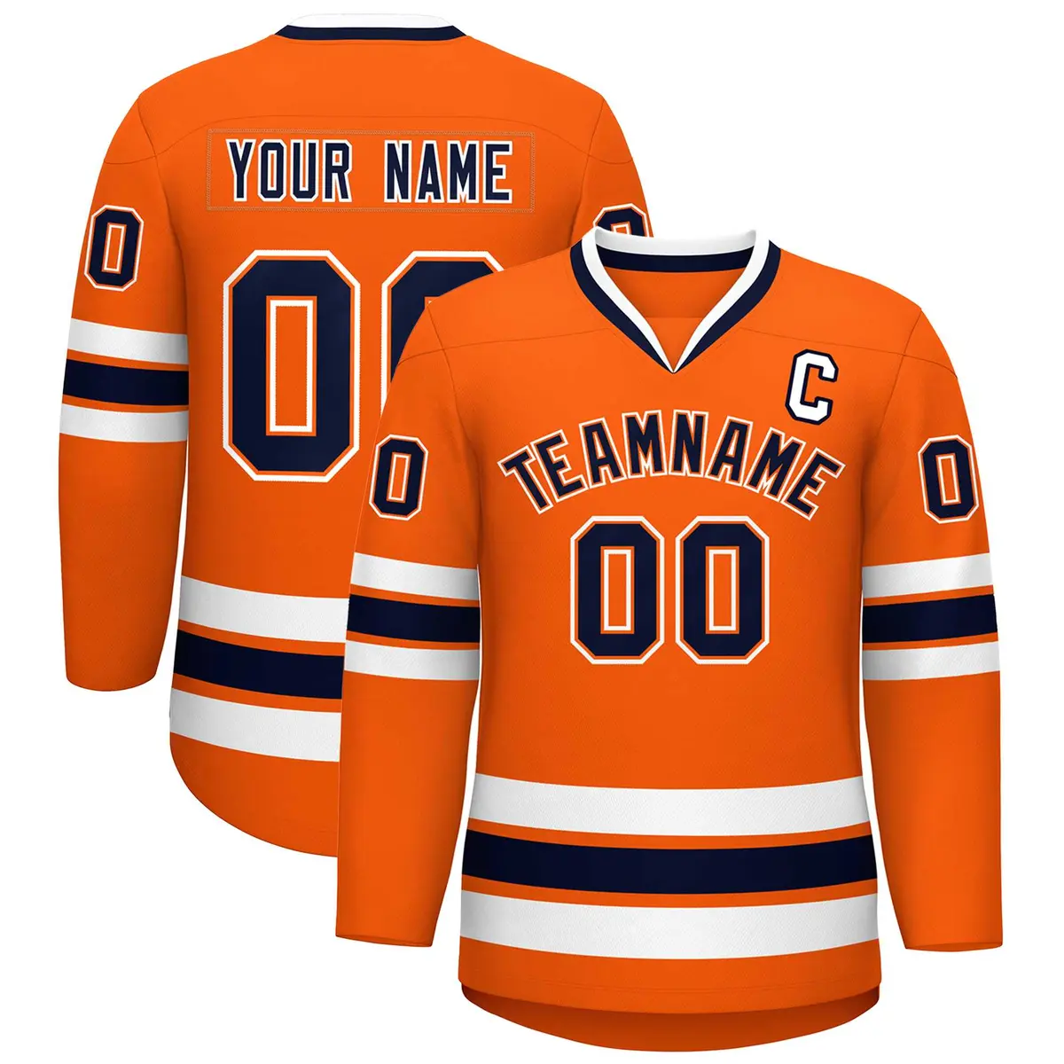 Orange Navy Orange-White Classic Hockey Jersey