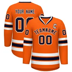 Orange Navy Orange-White Classic Hockey Jersey
