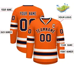 Orange Navy Orange-White Classic Hockey Jersey 2