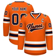 Orange Navy Orange-White Classic Hockey Jersey