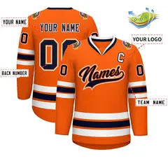 Orange Navy Orange-White Classic Hockey Jersey 2