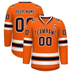 Orange Navy Orange-White Classic Hockey Jersey 1
