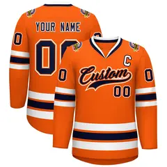 Orange Navy Orange-White Classic Hockey Jersey