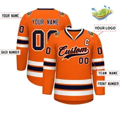 Orange Navy Orange-White Classic Hockey Jersey 2