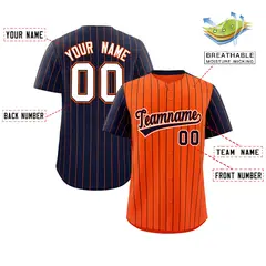 Orange Navy Pinstripe Raglan Baseball Jersey 2