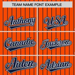 Orange Navy Pinstripe Raglan Varsity Letterman Baseball Jacket 3