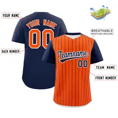 Orange Navy Pinstripe Two-Tone Authentic Baseball Jersey 2