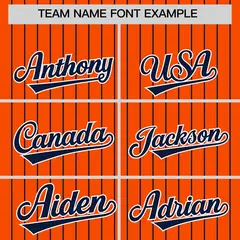 Orange Navy Pinstripe Two-Tone Authentic Baseball Jersey 3