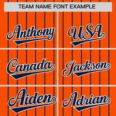 Orange Navy Pinstripe Two-Tone Authentic Baseball Jersey 3