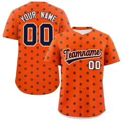 Orange Navy Polka Dot Graffiti Authentic Baseball Jersey