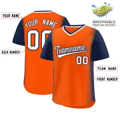 Orange Navy Raglan Pullover Authentic Baseball Jersey 2