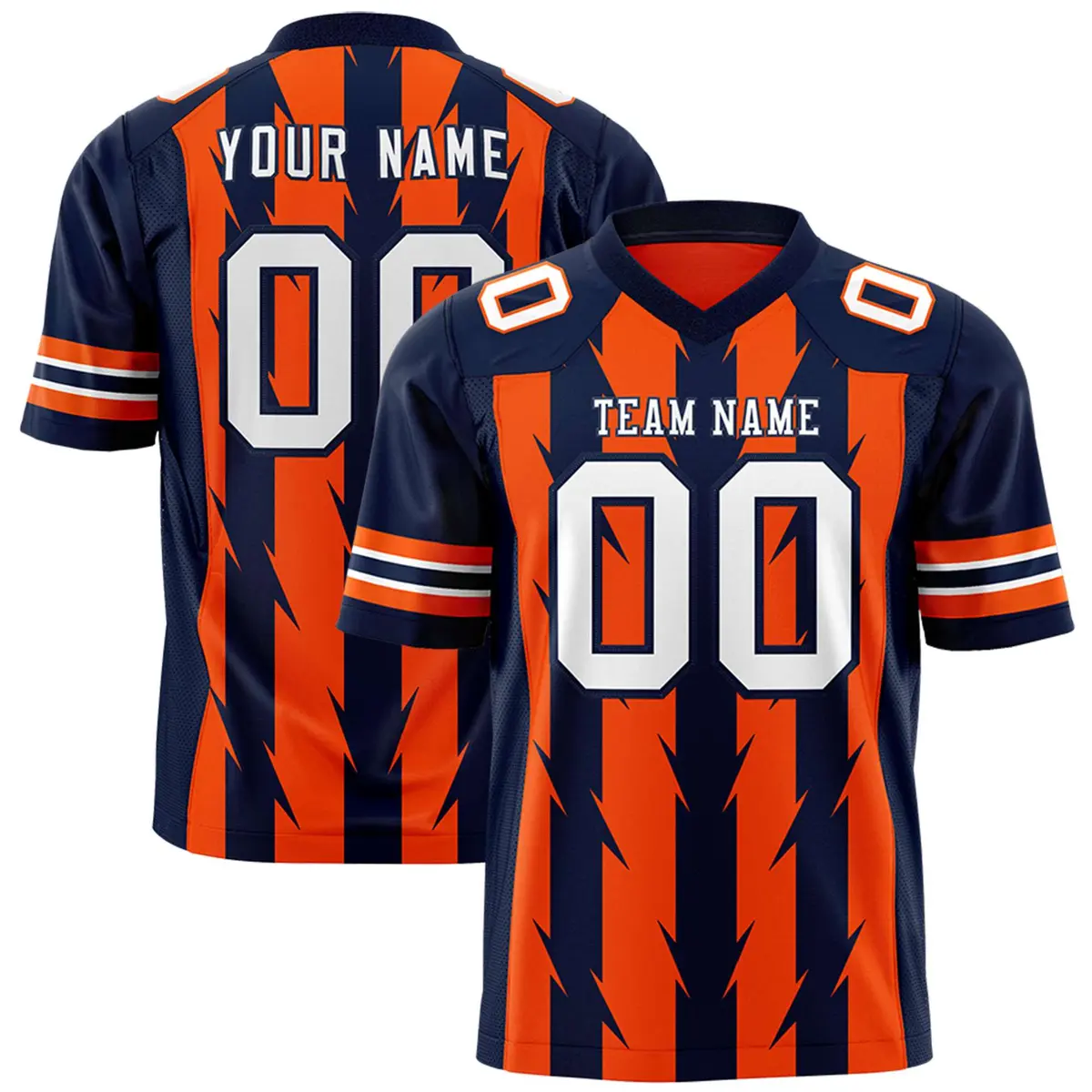 Orange Navy Razr Stripe Graffiti Pattern Flag Football Jersey