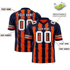 Orange Navy Razr Stripe Graffiti Pattern Flag Football Jersey 2