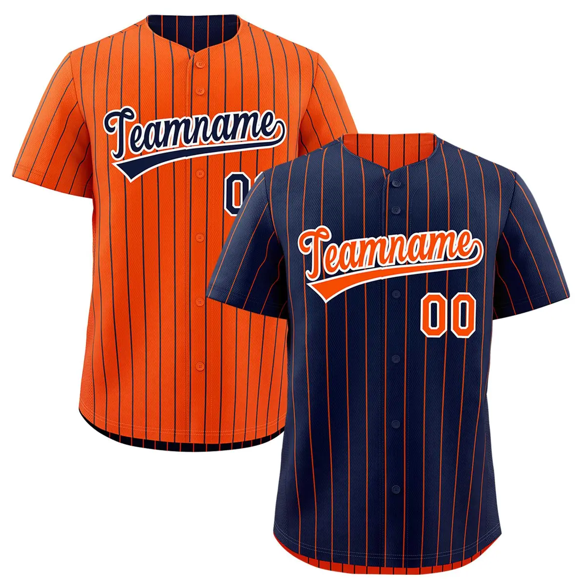 Orange Navy Reversible Stripe Baseball Jersey