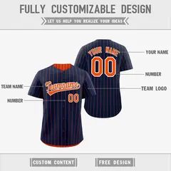 Orange Navy Reversible Stripe Baseball Jersey 3