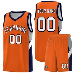 Orange Navy Side Design Basketball Jersey Sports Uniform 1