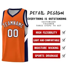 Orange Navy Side Design Basketball Jersey Sports Uniform 2