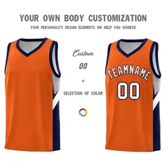 Orange Navy Side Design Basketball Jersey Sports Uniform 3