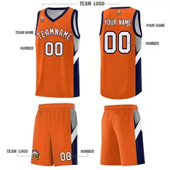 Orange Navy Side Design Basketball Jersey Sports Uniform 5