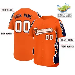 Orange Navy Side Flame Outline Basketball Jersey 2