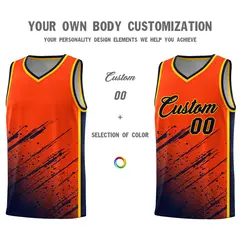Orange Navy Splash Basketball Uniforms for Match 3