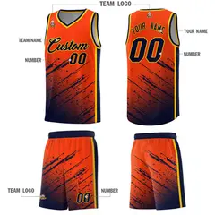 Orange Navy Splash Basketball Uniforms for Match 5