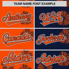 Orange Navy Split Flower Graffiti Authentic Baseball Jersey 3