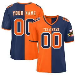 Orange Navy Split Two Tone Authentic Football Jersey