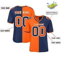 Orange Navy Split Two Tone Authentic Football Jersey 2
