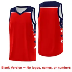 Orange Navy Star Color Block Two Tone Side Basketball Jersey 6
