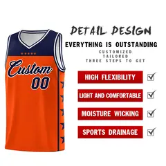 Orange Navy Star Pattern Basketball Jersey Sports Uniform 2