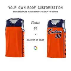 Orange Navy Star Pattern Basketball Jersey Sports Uniform 3