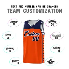 Orange Navy Star Pattern Basketball Jersey Sports Uniform 4