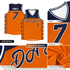 Orange Navy Star Pattern Basketball Jersey Sports Uniform 5