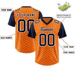 Orange Navy Star Pattern Raglan Sleeves Football Jersey 2