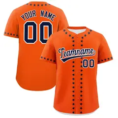 Orange Navy Star Ribbing Authentic Baseball Jersey 1
