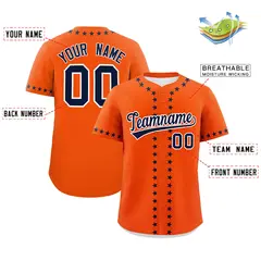 Orange Navy Star Ribbing Authentic Baseball Jersey 2