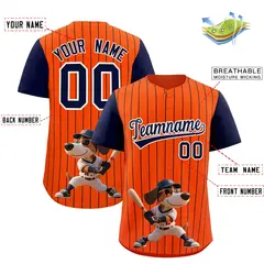 Orange Navy Stripe Animals Graffiti Raglan Baseball Jersey 2