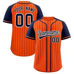 Orange Navy Stripe Raglan Sleeves Fashion Baseball Jersey 1