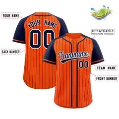 Orange Navy Stripe Raglan Sleeves Fashion Baseball Jersey 2